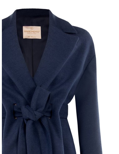 Manteau long en drap sans boutons avec ceinture assortie Rinascimento