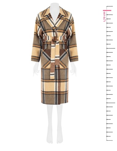 Manteau long type spolverino à motif carreaux, sans boutons, avec maxi-poches Rinascimento