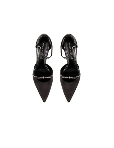 Sandales pointues en satin avec détails en strass Rinascimento