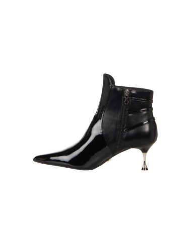 Bottines à bout pointu en vernis brillant avec brides décoratives Rinascimento