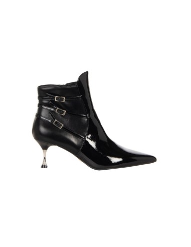 Bottines à bout pointu en vernis brillant avec brides décoratives Rinascimento