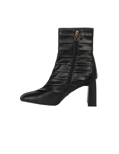 Bottines pointues en similicuir plissé avec talon carré Rinascimento