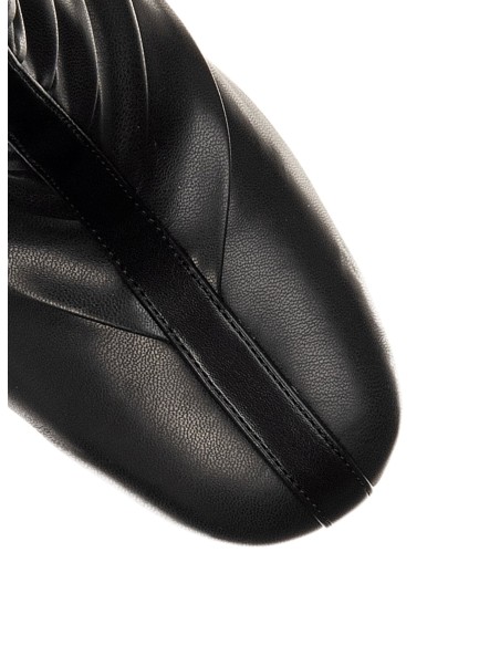 Bottines pointues en similicuir plissé avec talon carré Rinascimento