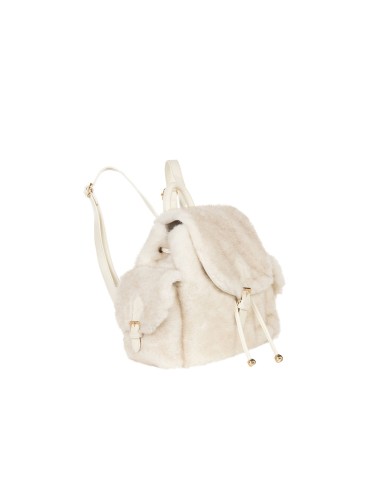 Sac à dos en fausse fourrure avec détails en similicuir et poches latérales Rinascimento