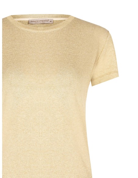T-shirt cintré côtelé en lurex Rinascimento
