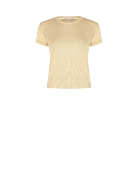 T-shirt cintré côtelé en lurex Rinascimento