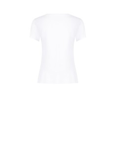 Regular T-shirt van katoenmix met navykleurige print en strass-steentjes van Rinascimento 2