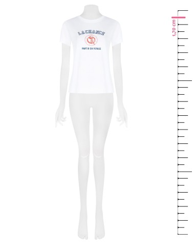 Regular T-shirt van katoenmix met navykleurige print en strass-steentjes van Rinascimento