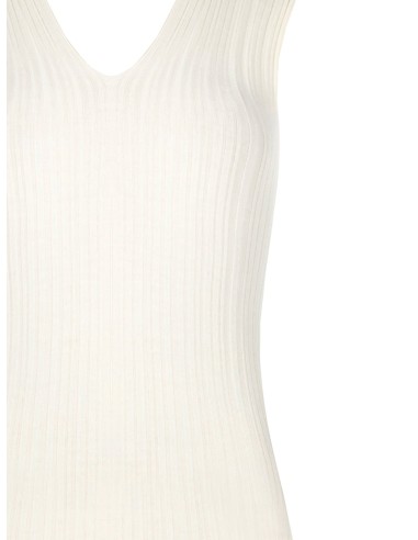 Robe moulante en maille légère plissée à effet côtelé avec double décolleté en V Rinascimento