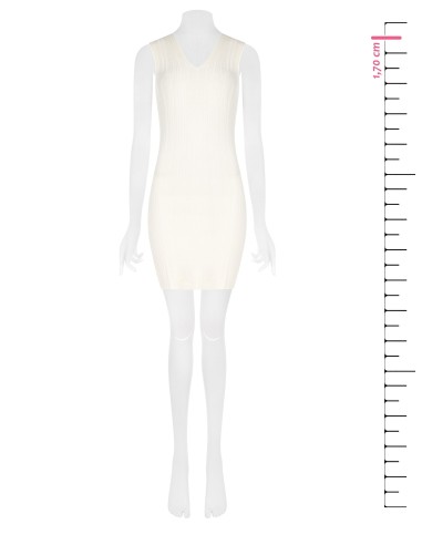 Robe moulante en maille légère plissée à effet côtelé avec double décolleté en V Rinascimento
