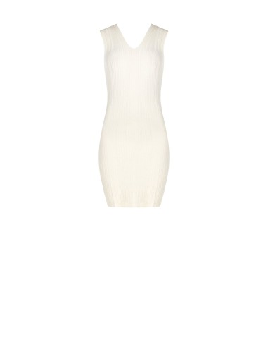 Robe moulante en maille légère plissée à effet côtelé avec double décolleté en V Rinascimento