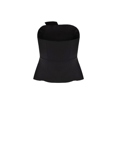 Top curvy péplum en crêpe scuba avec revers en satin Rinascimento Curvy