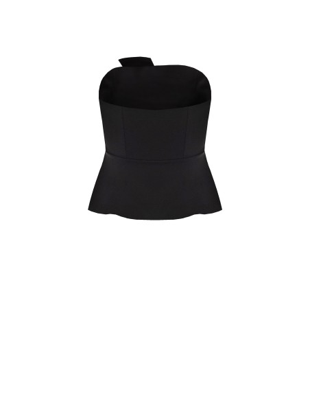 Top curvy péplum en crêpe scuba avec revers en satin Rinascimento Curvy