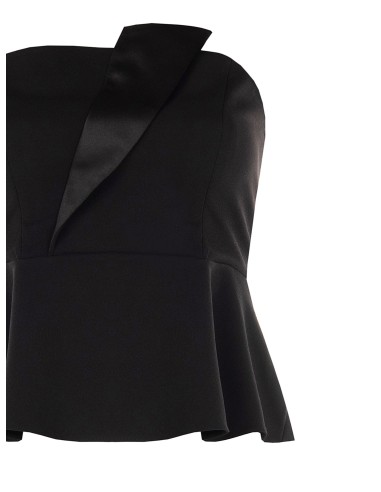 Curvy peplumtop van scuba-crêpe met satijnen revers – Rinascimento Curvy