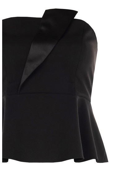 Top curvy péplum en crêpe scuba avec revers en satin Rinascimento Curvy