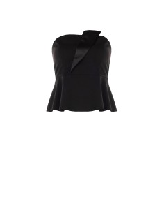 Top curvy péplum en crêpe scuba avec revers en satin Rinascimento Curvy