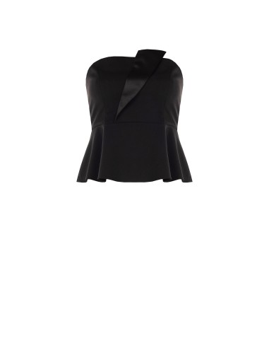 Top curvy péplum en crêpe scuba avec revers en satin Rinascimento Curvy