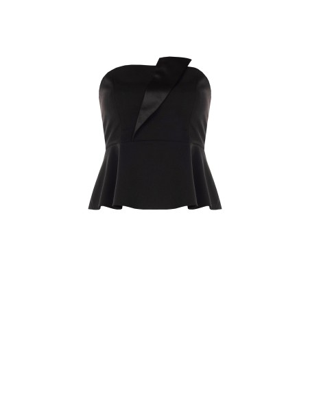 Top curvy péplum en crêpe scuba avec revers en satin Rinascimento Curvy
