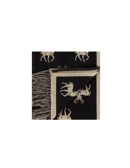Jacquard sjaal met hertenmotief en franjes van Rinascimento