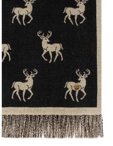 Écharpe jacquard à motif cerfs avec franges Rinascimento