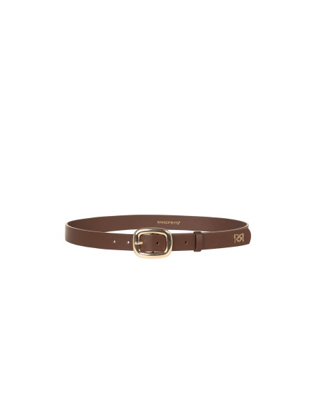 Ceinture fine en similicuir lisse avec logo RR Rinascimento