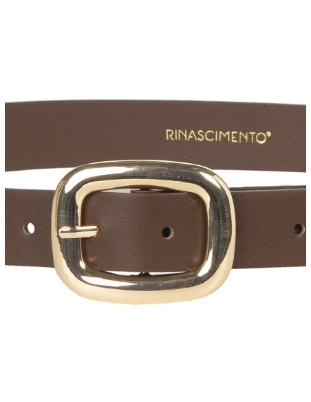 Ceinture fine en similicuir lisse avec logo RR Rinascimento