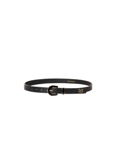 Ceinture fine en similicuir avec logo RR et boucle brillante ton sur ton Rinascimento