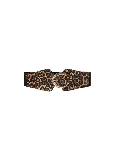 Ceinture bustier en similicuir à motif léopard avec élastique Rinascimento