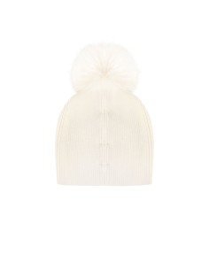 Bonnet en mélange de viscose et d’angora avec motif en lurex et pompon en fausse fourrure Rinascimento 2
