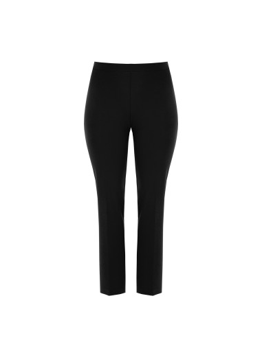 Rechte curvy broek van scuba-crêpe met elastische tailleband achteraan – Rinascimento Curvy