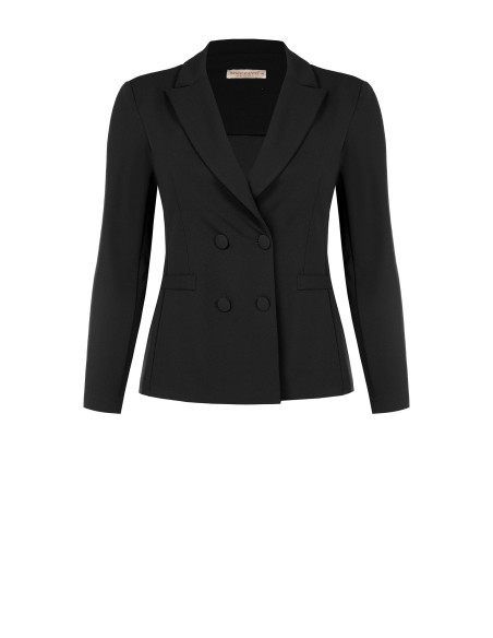 Getailleerde curvy blazer van scuba-crêpe met bijpassende knopen, Rinascimento Curvy