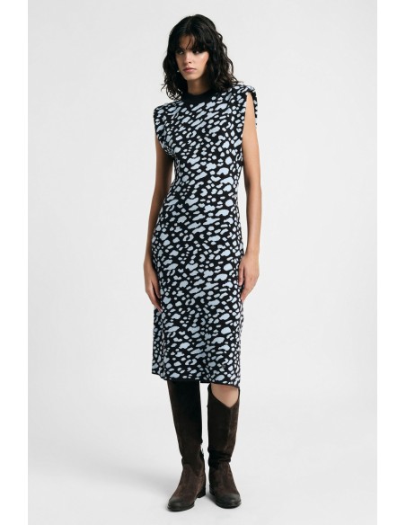 Mouwloze midi-jurk met abstracte print Please