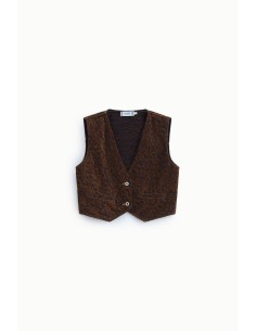 Gilet court à motif animalier et boutons frontaux, s’il vous plaît 2