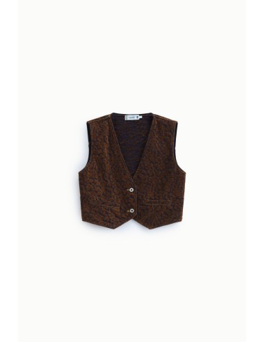 Korte gilet met dierenprint en knopen aan de voorkant Please