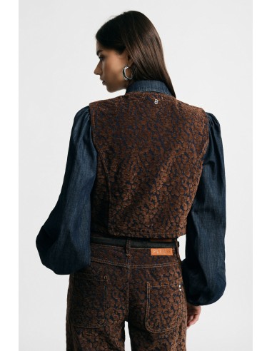 Korte gilet met dierenprint en knopen aan de voorkant Please