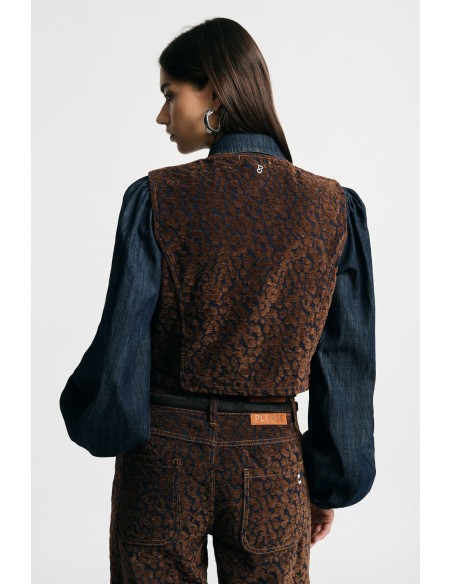 Gilet court à motif animalier et boutons frontaux, s’il vous plaît