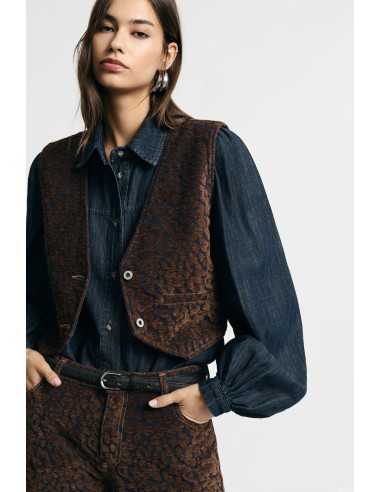 Gilet court à motif animalier et boutons frontaux, s’il vous plaît