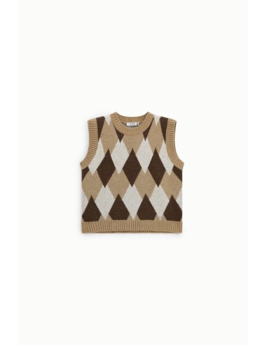 Pull sans manches à col rond motif losanges Please