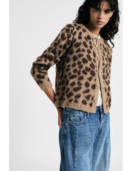 Kort vest met luipaardprint en knopen Please
