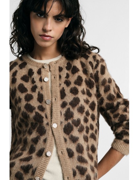 Kort vest met luipaardprint en knopen Please