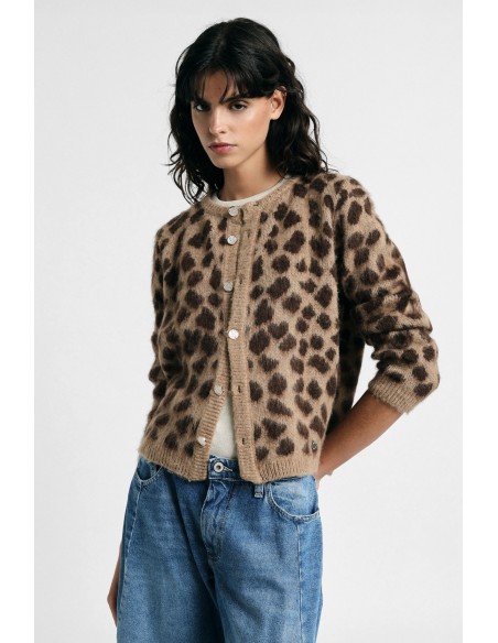 Kort vest met luipaardprint en knopen Please