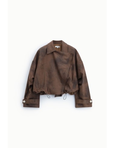 Veste de style biker avec fermeture éclair et cordon de serrage Please