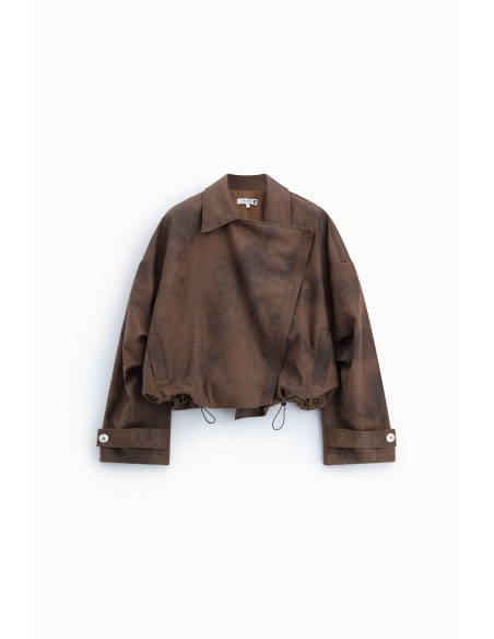 Veste de style biker avec fermeture éclair et cordon de serrage Please