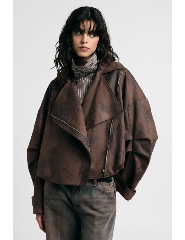 Veste de style biker avec fermeture éclair et cordon de serrage Please
