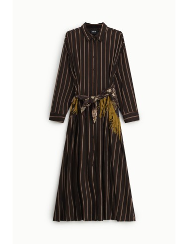 Robe longue rayée avec ceinture à franges Dixie