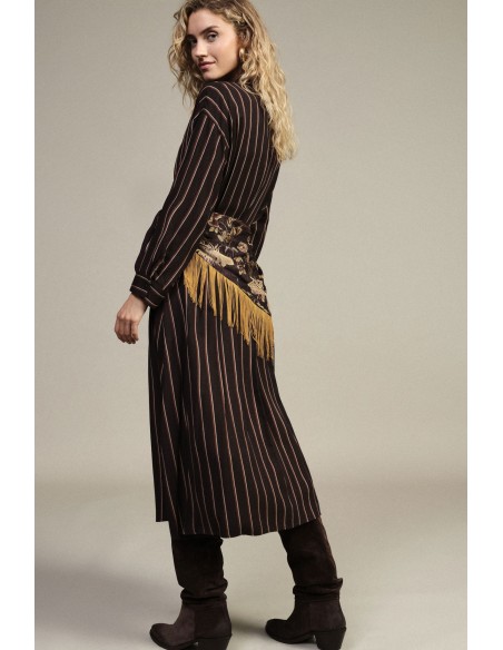 Robe longue rayée avec ceinture à franges Dixie