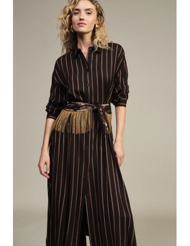 Robe longue rayée avec ceinture à franges Dixie