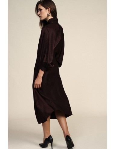 Dixie midi-jurk met lange mouwen en strik