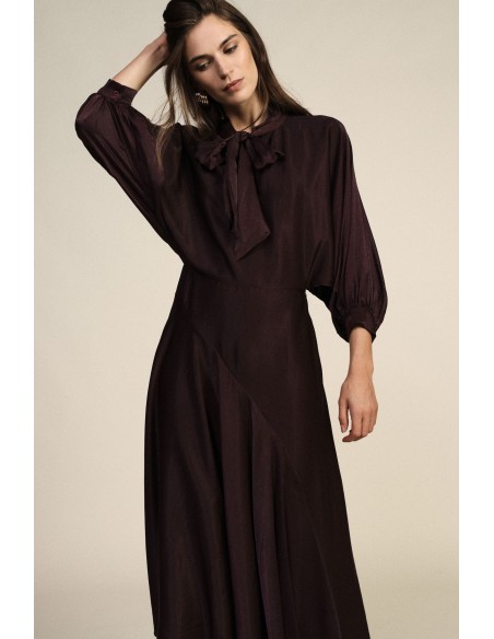 Robe midi à manches longues et nœud Dixie