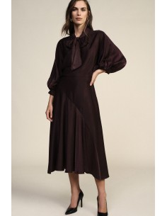 Robe midi à manches longues et nœud Dixie